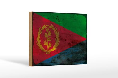 Holzschild Flagge Eritrea 18x12 cm Flag of Eritrea Rost Dekoration