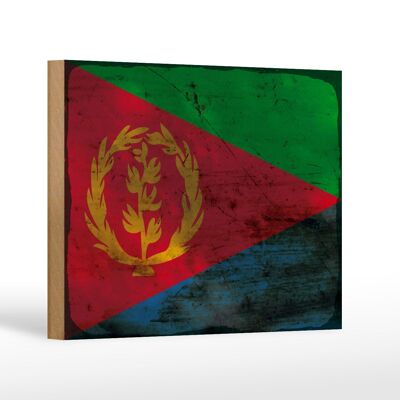 Letrero de madera bandera Eritrea 18x12 cm Bandera de Eritrea decoración óxido