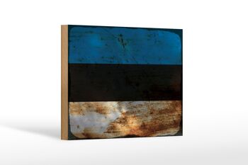 Panneau en bois drapeau Estonie 18x12 cm Drapeau de l'Estonie décoration rouille 1
