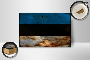 Panneau en bois drapeau Estonie 18x12 cm Drapeau de l'Estonie décoration rouille 2