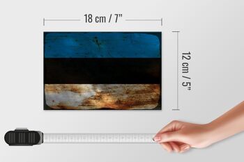 Panneau en bois drapeau Estonie 18x12 cm Drapeau de l'Estonie décoration rouille 4