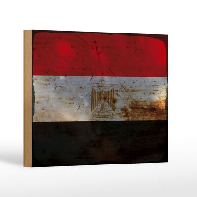 Cartello in legno bandiera Egitto 18x12 cm Bandiera dell'Egitto decoro ruggine