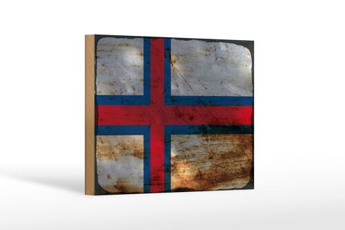 Holzschild Flagge Färöer 18x12 cm Flag Faroe Islands Rost Dekoration