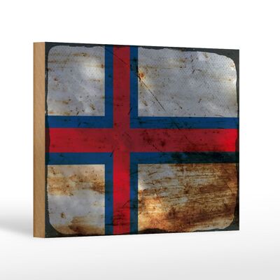Cartello bandiera in legno Isole Faroe 18x12 cm Bandiera Isole Faroe decoro ruggine