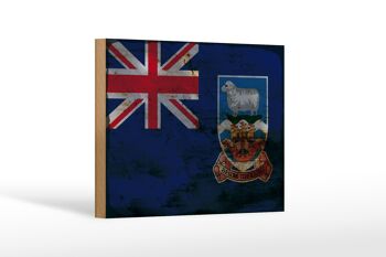 Drapeau en bois des îles Falkland 18x12 cm, décoration rouille 1
