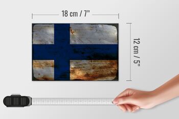 Panneau en bois drapeau Finlande 18x12 cm Drapeau de la Finlande décoration rouille 4