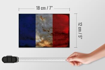 Panneau en bois drapeau France 18x12 cm Drapeau de la France décoration rouille 4