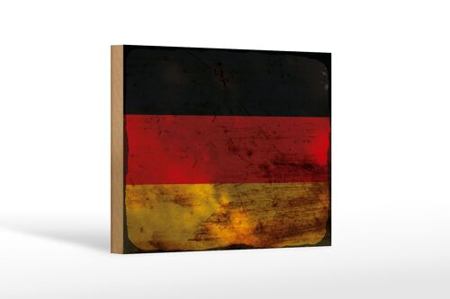 Holzschild Flagge Deutschland 18x12 cm Flag Germany Rost Dekoration