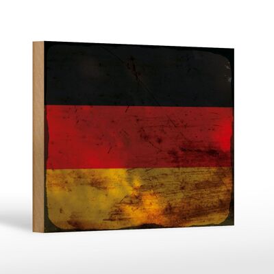 Holzschild Flagge Deutschland 18x12 cm Flag Germany Rost Dekoration