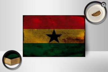 Panneau en bois drapeau Ghana 18x12 cm Drapeau du Ghana décoration rouille 2