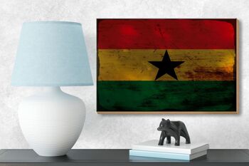 Panneau en bois drapeau Ghana 18x12 cm Drapeau du Ghana décoration rouille 3