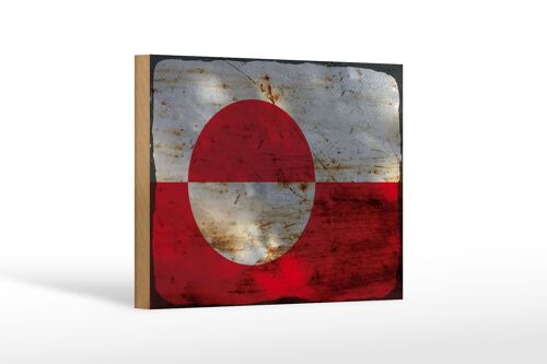 Holzschild Flagge Grönland 18x12 cm Flag Greenland Rost Dekoration