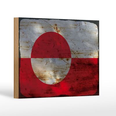 Holzschild Flagge Grönland 18x12 cm Flag Greenland Rost Dekoration