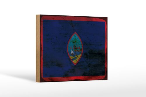 Holzschild Flagge Guam 18x12 cm Flag of Guam Rost Dekoration