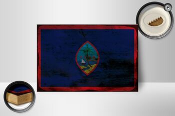 Panneau en bois drapeau Guam 18x12 cm Drapeau de Guam décoration rouille 2