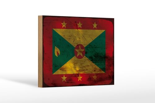 Holzschild Flagge Grenada 18x12 cm Flag of Grenada Rost Dekoration