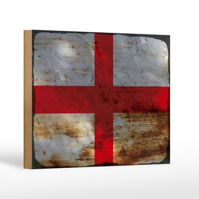 Panneau en bois drapeau Angleterre 18x12 cm Drapeau de l'Angleterre décoration rouille