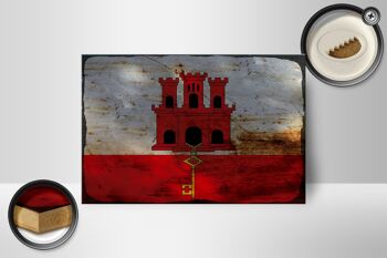 Panneau en bois drapeau Gibraltar 18x12 cm Drapeau Gibraltar décoration rouille 2