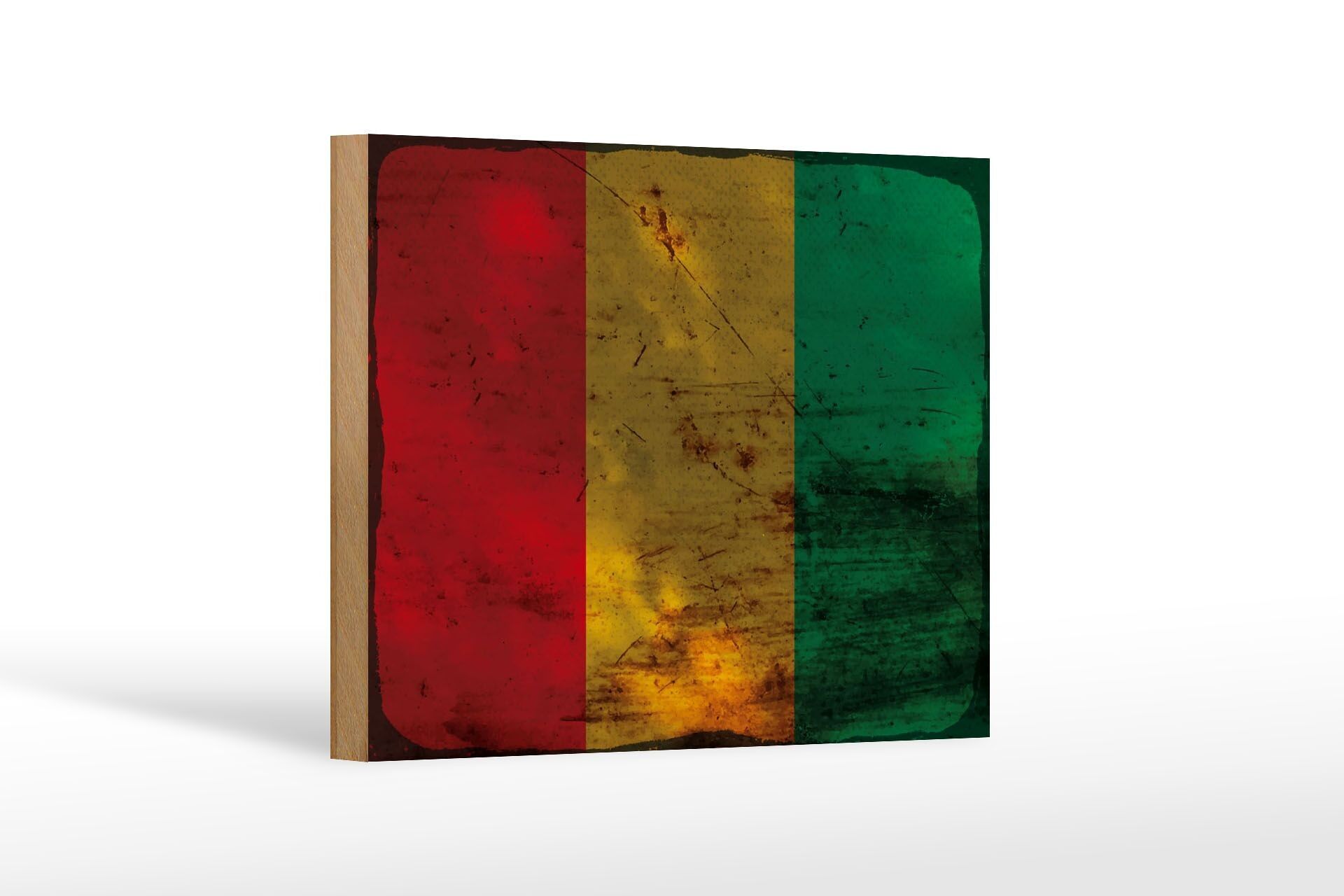 Cartello bandiera in legno Guinea 18x12 cm Bandiera della Guinea decoro ruggine