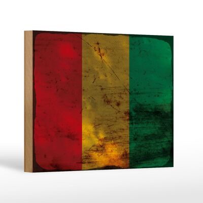 Holzschild Flagge Guinea 18x12 cm Flag of Guinea Rost Dekoration