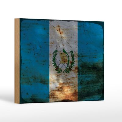 Letrero de madera bandera Guatemala 18x12 cm Bandera Guatemala decoración óxido