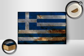 Panneau en bois drapeau Grèce 18x12 cm Drapeau Grèce décoration rouille 2