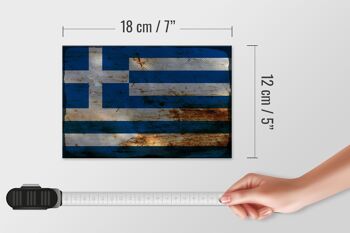 Panneau en bois drapeau Grèce 18x12 cm Drapeau Grèce décoration rouille 4