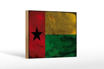 Panneau en bois drapeau Guinée-Bissau 18x12 cm décoration rouille de Guinée 1