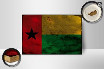 Panneau en bois drapeau Guinée-Bissau 18x12 cm décoration rouille de Guinée 2