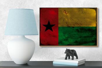 Panneau en bois drapeau Guinée-Bissau 18x12 cm décoration rouille de Guinée 3