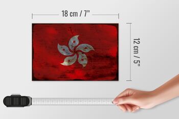 Panneau en bois drapeau Hong Kong 18x12 cm Drapeau Hong Kong décoration rouille 4