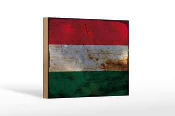 Panneau en bois drapeau Hongrie 18x12 cm Drapeau de la Hongrie décoration rouille 1