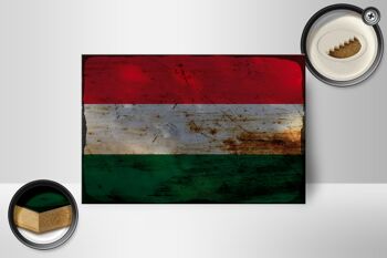 Panneau en bois drapeau Hongrie 18x12 cm Drapeau de la Hongrie décoration rouille 2