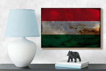 Panneau en bois drapeau Hongrie 18x12 cm Drapeau de la Hongrie décoration rouille 3
