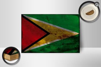Panneau en bois drapeau Guyane 18x12 cm Drapeau de Guyane décoration rouille 2