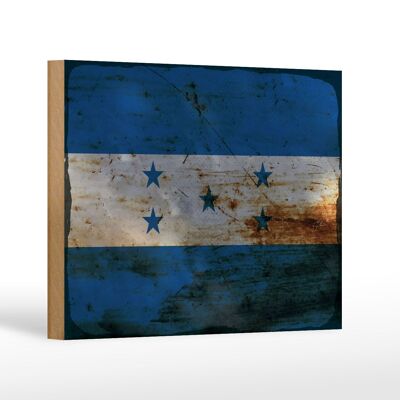 Holzschild Flagge Hondura 18x12 cm Flag of Honduras Rost Dekoration