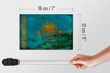 Panneau en bois drapeau Kazakhstan 18x12 cm Kazakhstan décoration rouille 4