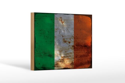 Holzschild Flagge Irland 18x12 cm Flag of Ireland Rost Dekoration