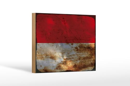 Holzschild Flagge Indonesien 18x12 cm Flag Indonesia Rost Dekoration