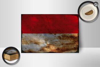 Panneau en bois drapeau Indonésie 18x12 cm Drapeau Indonésie décoration rouille 2