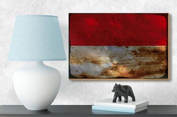 Panneau en bois drapeau Indonésie 18x12 cm Drapeau Indonésie décoration rouille 3