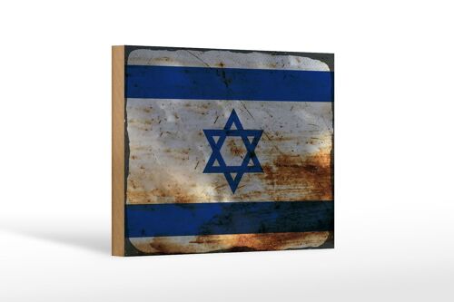 Holzschild Flagge Israel 18x12 cm Flag of Israel Rost Dekoration