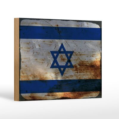 Cartello in legno bandiera Israele 18x12 cm Bandiera di Israele decoro ruggine