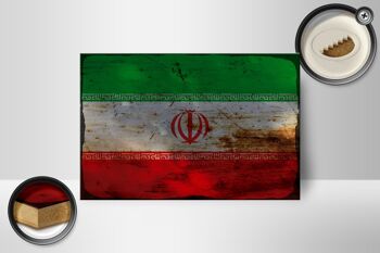 Panneau en bois drapeau Iran 18x12 cm Drapeau de l'Iran décoration rouille 2