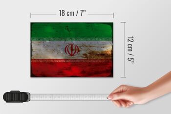 Panneau en bois drapeau Iran 18x12 cm Drapeau de l'Iran décoration rouille 4