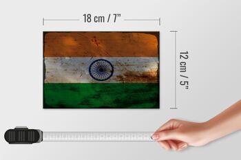Panneau en bois drapeau Inde 18x12 cm Drapeau de l'Inde décoration rouille 4