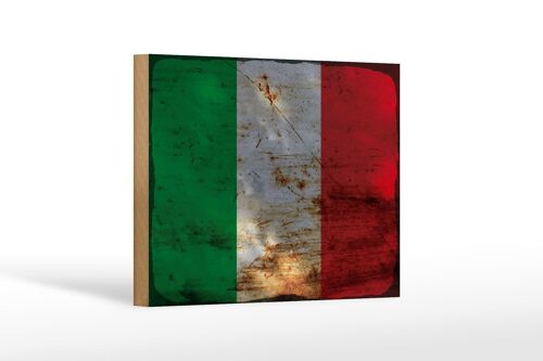 Holzschild Flagge Italien 18x12 cm Flag of Italy Rost Dekoration