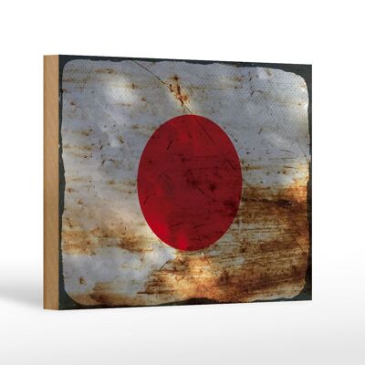 Letrero de madera bandera Japón 18x12 cm Bandera de Japón decoración óxido
