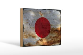 Panneau en bois drapeau Japon 18x12 cm Drapeau du Japon décoration rouille 1