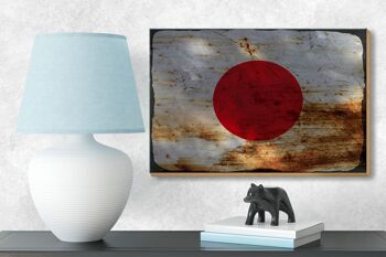 Panneau en bois drapeau Japon 18x12 cm Drapeau du Japon décoration rouille 3